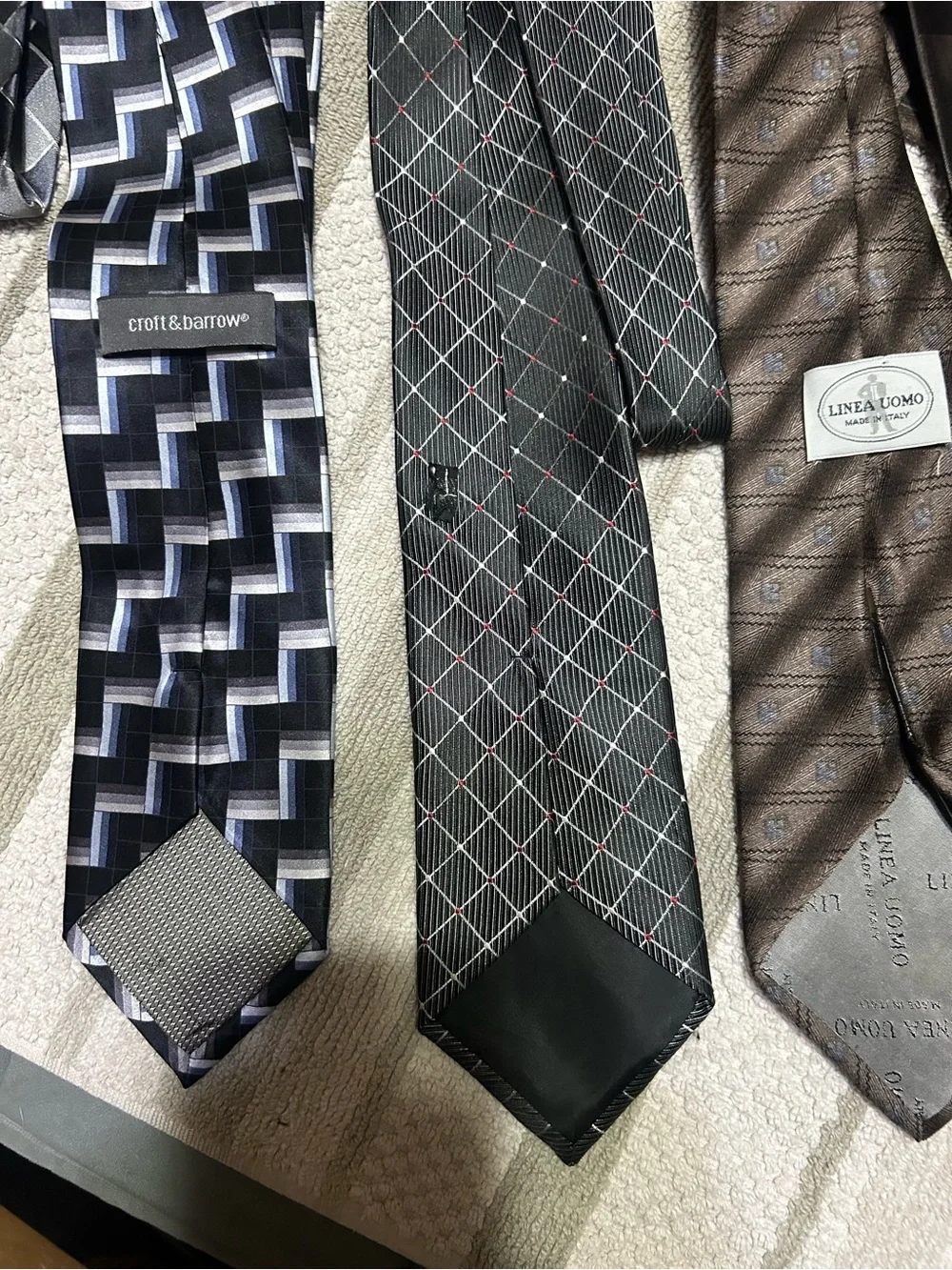 Lot of Seven Ties - Black, Gray, Silver & Brown